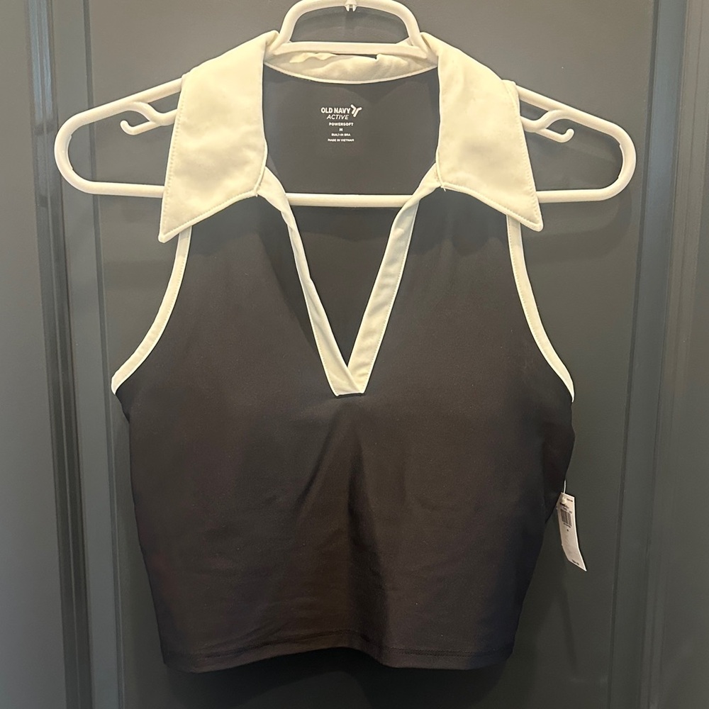 Old Navy Black and White V-Neck Crop Top